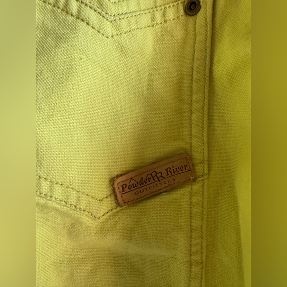 Powder River Western Yellow Green XL 100% Cotton Denim Zip Uo Jacket - Picture 2 of 5